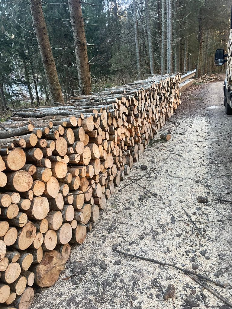Lemn de foc aranjat in metri steri pe rampa